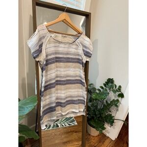 Bellambra Made in Italy Striped Linen Cotton Blend Tunic Swim Dress Top Size L